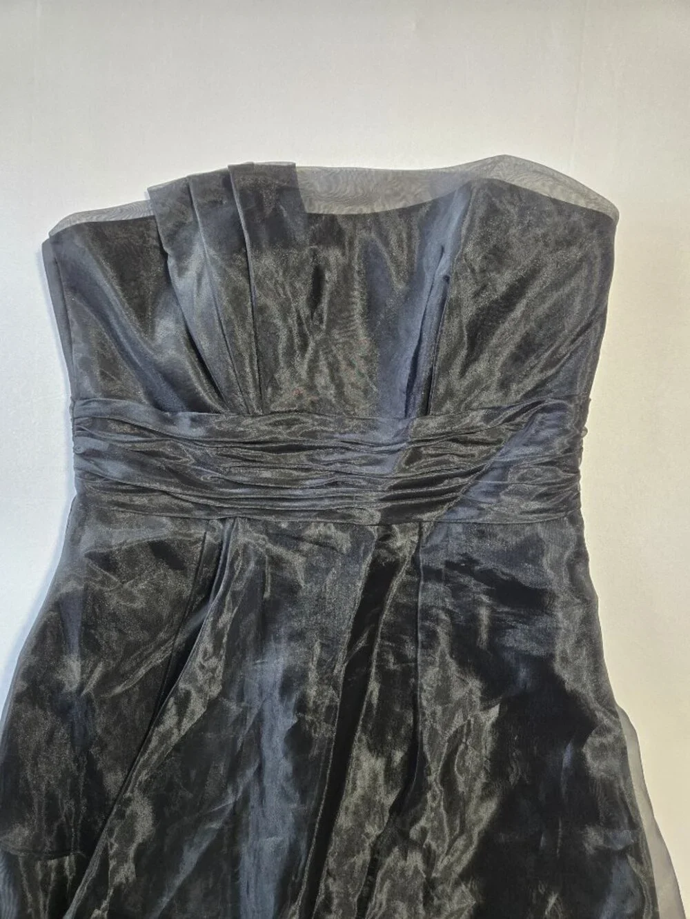 NWT David's Bridal Size 12 Black Strapless Organza Short Prom Dress Party F14335